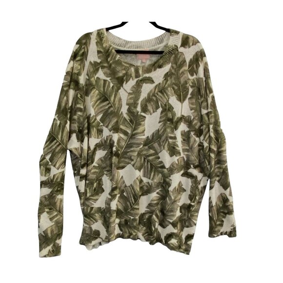 SHOW ME YOUR MUMU Women Woodsy Sweater Sz XXL Green Majestic Palm Knit 79-4 - Picture 2 of 11